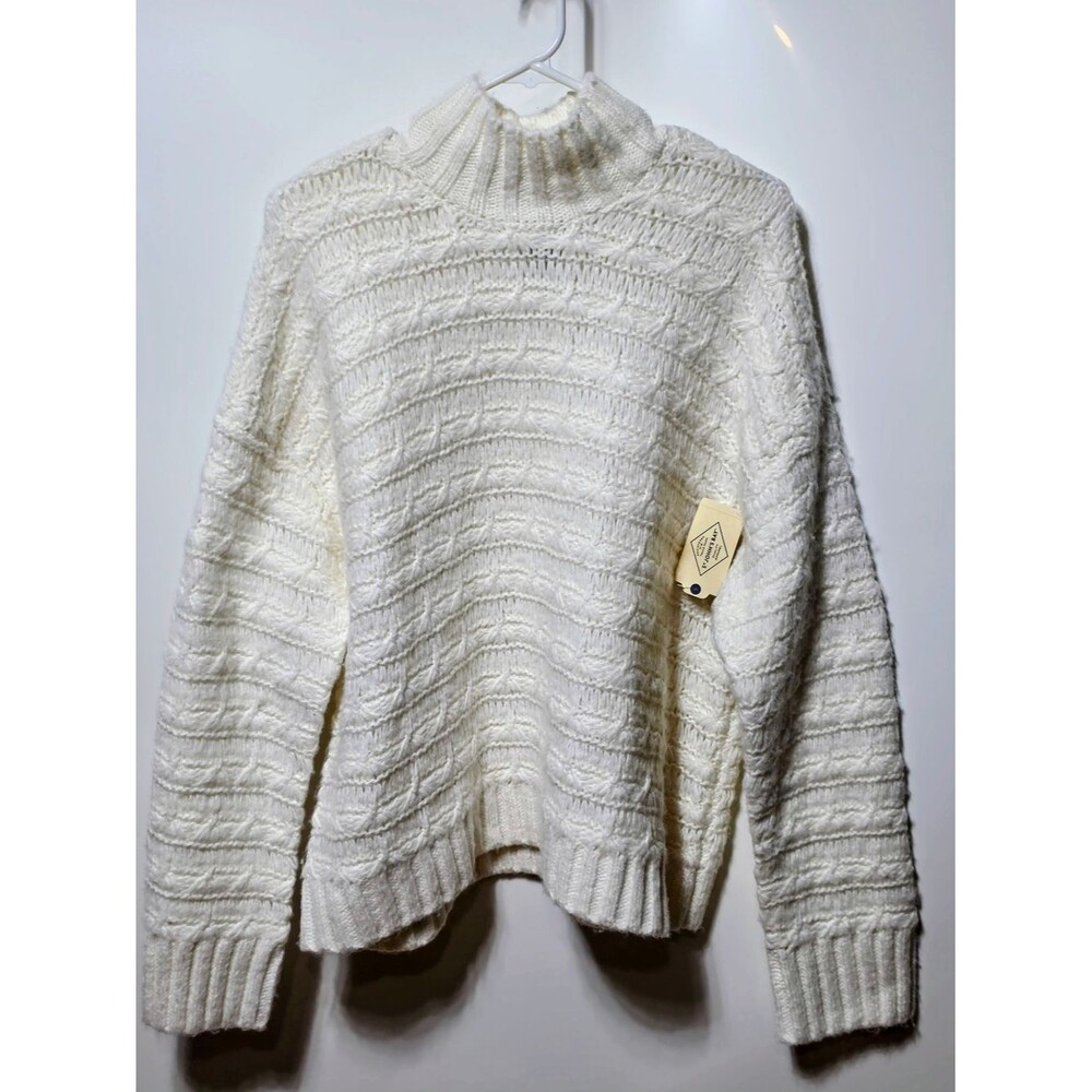 St. Johns Bay Cable-Knit Funnel Neck Ivory Sweater Size XXL